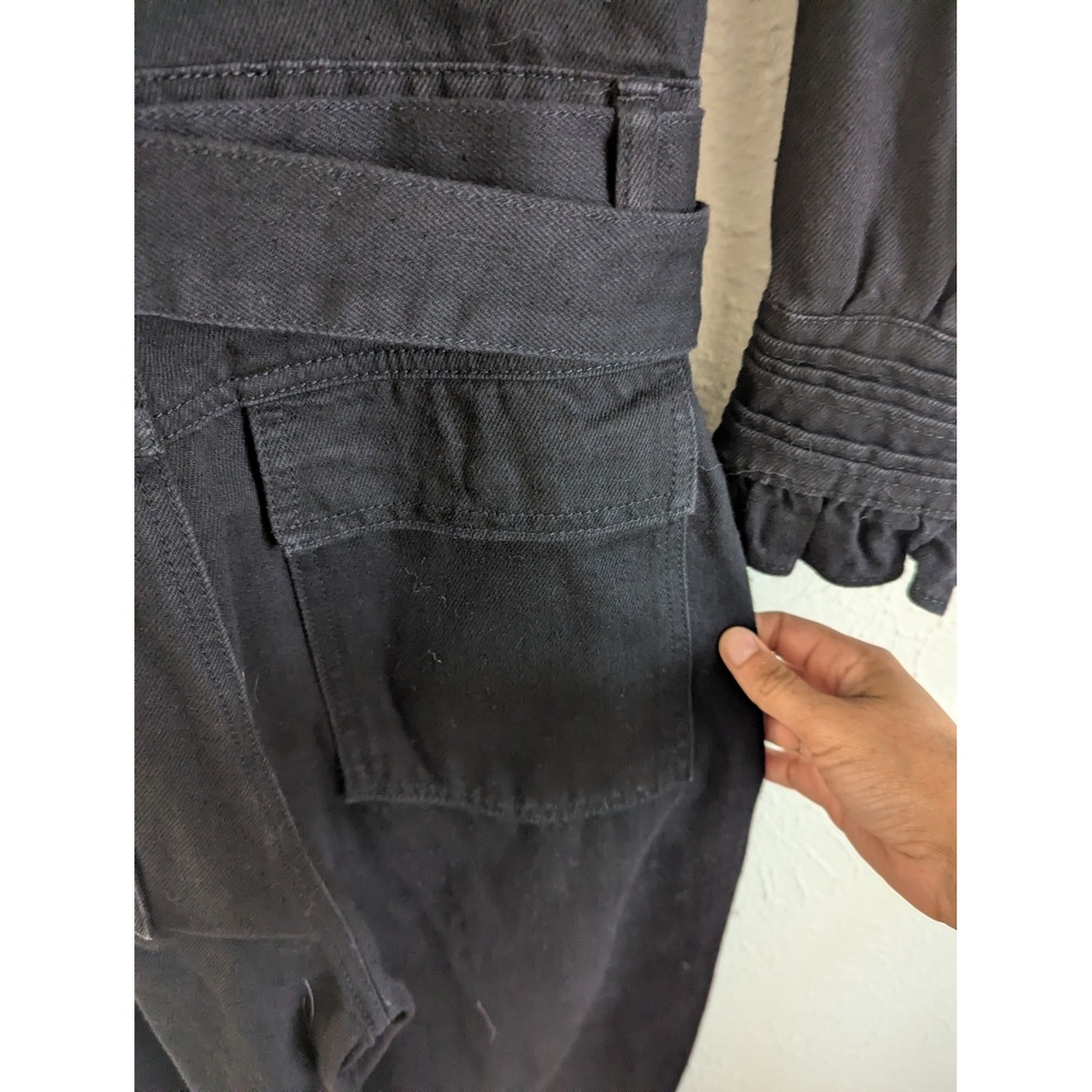 Donna Ida Edna Ruffled Edge Jumpsuit Blackest Size XS Belted Utility - Picture 8 of 11